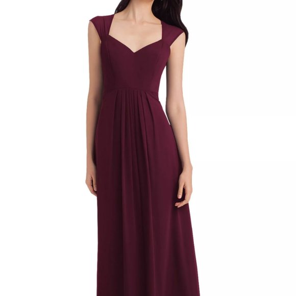 bill levkoff wine bridesmaid dresses Bill Levkoff Chiffon Wine Blouson Style Full Length Formal Gown